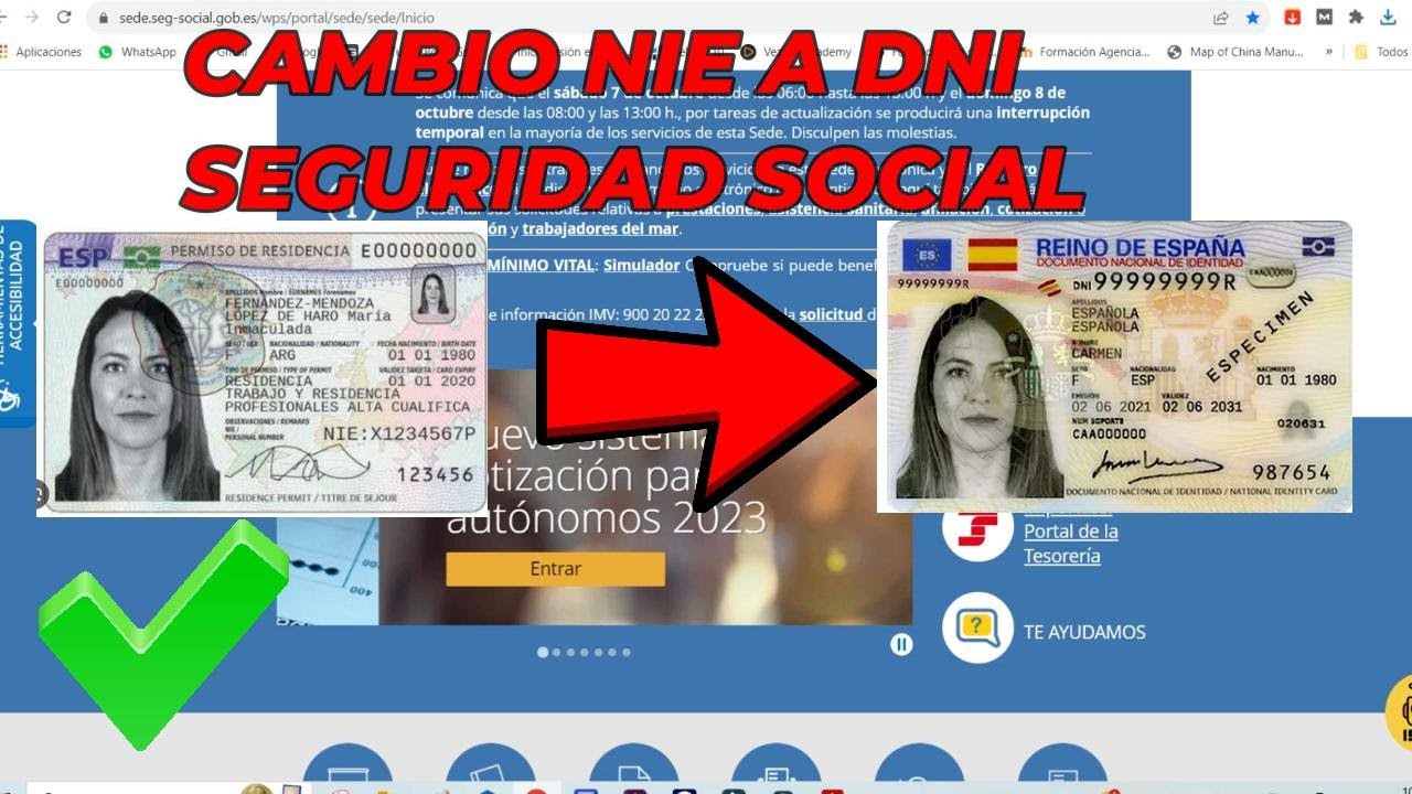 cambio de nie a dni en la seguridad social