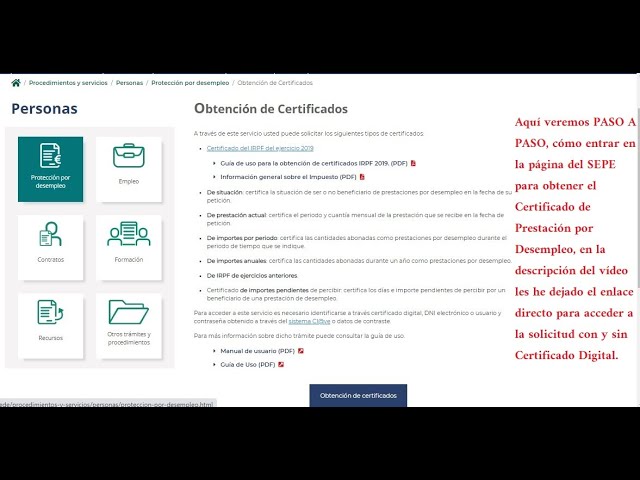 certificado de no percibir prestacion por desempleo