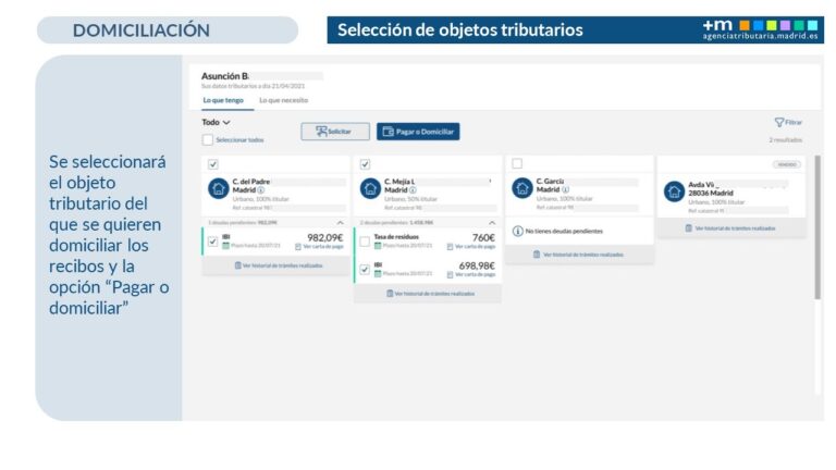 domiciliación del importe a ingresar